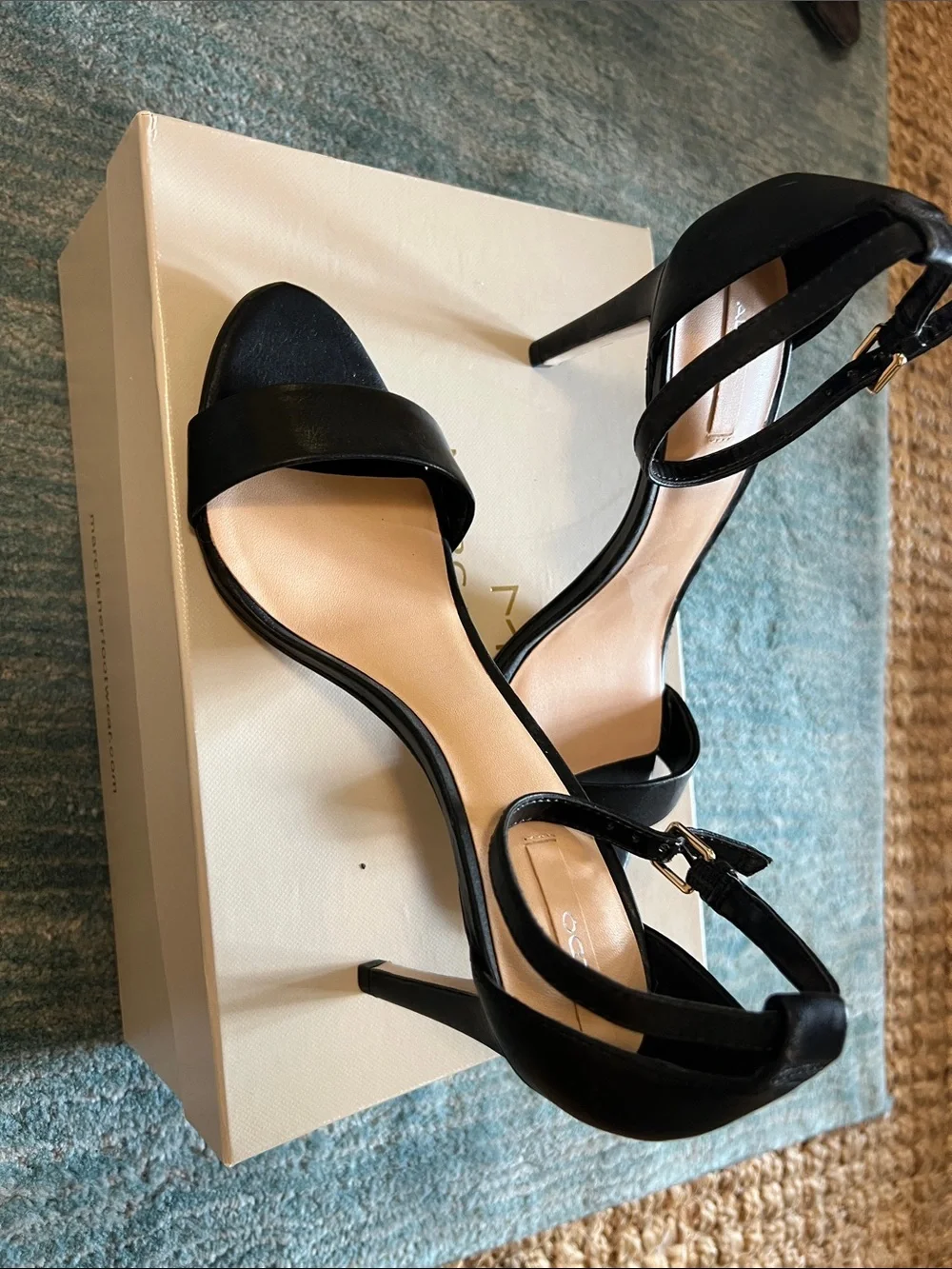 Aldo Black Open-Toe Ankle Strap Heels